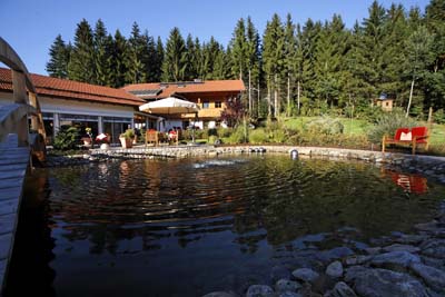 Ferienhaus und Teich